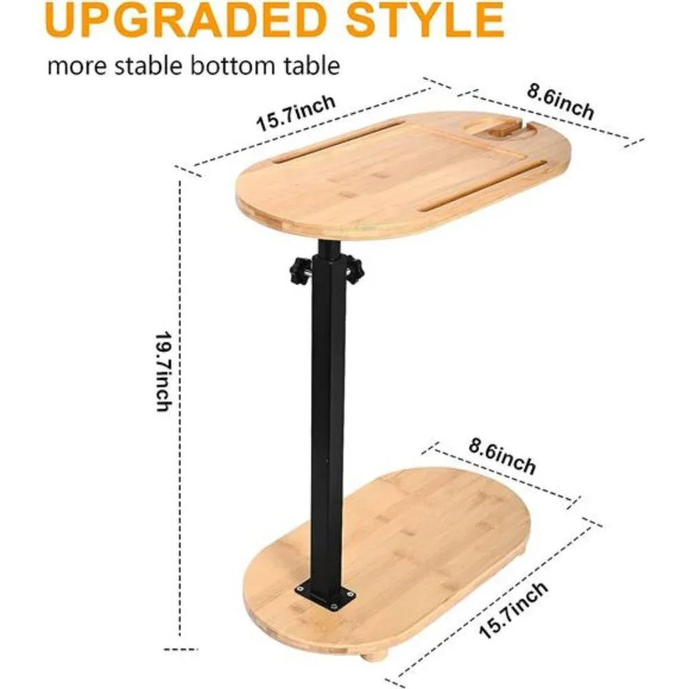 Bamboo Bathtub Tray Table with Adjustable Height  Wine Glass Phone Holder